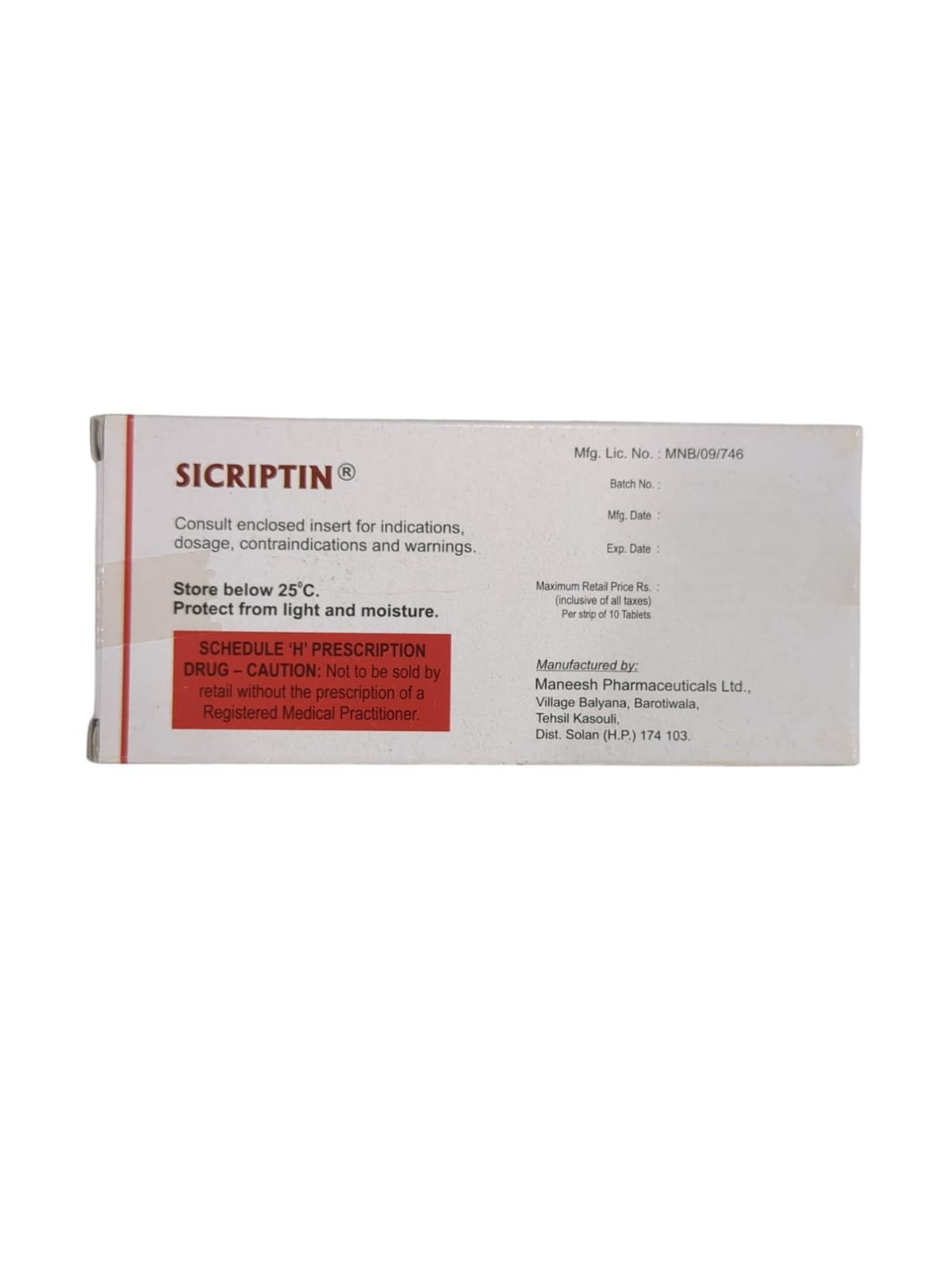Sicriptin 2.5mg Tablet